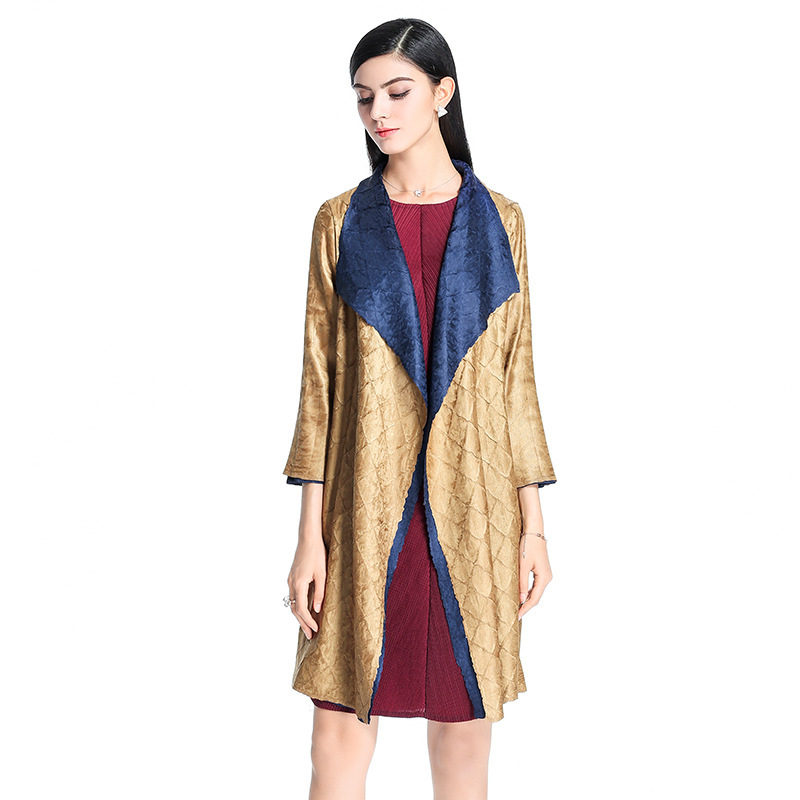 New Tidal Pleated Coat Reversible Fashionable Women's Turn-down Collar A-line Lady Popular Jacket