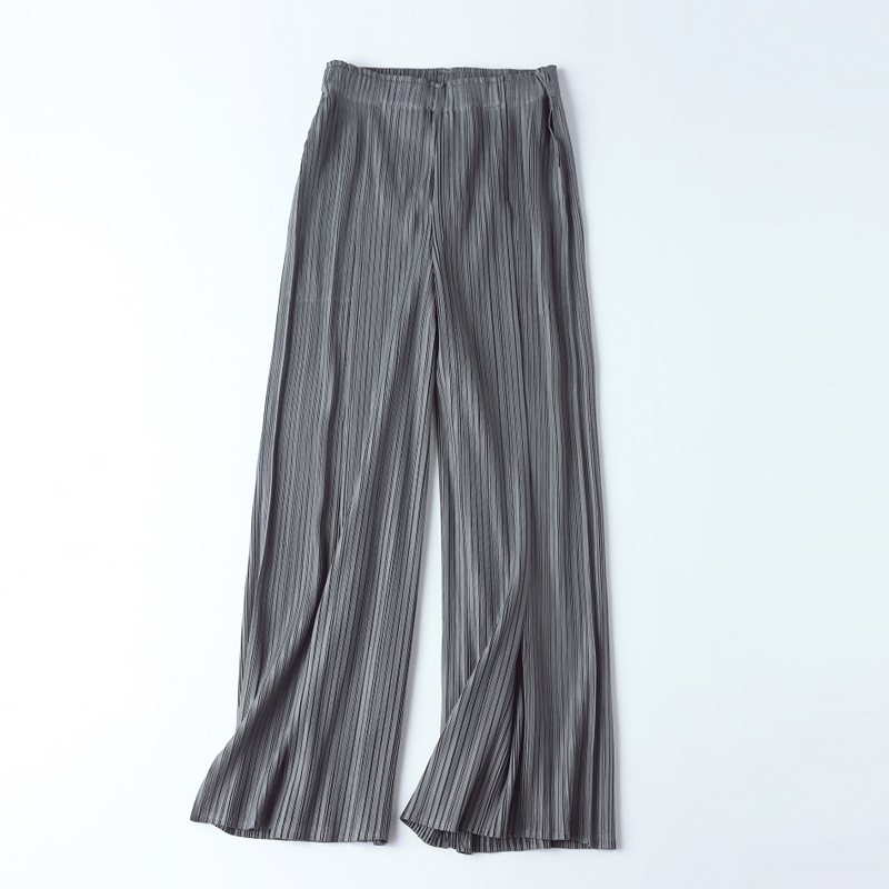Women Pleated Broad-legged Trousers High Waist Loose Leisure Pleats Trousers