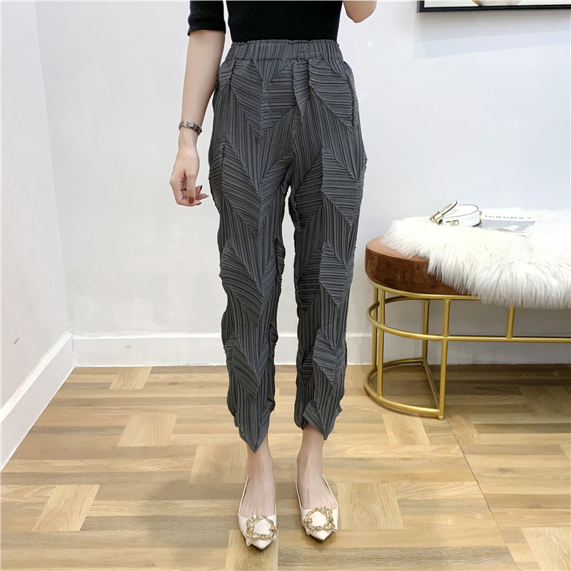 New Arrival Women Pleated Fashion New Pants Ankle-length Trousers Popular Tidal Pants