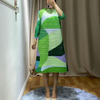Spring 2020 New Stand Collar Printed Loose Large Fashionable Pleated Dress
