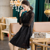 Lace Panel Long Sleeve Dress 2020 Spring New Women's Loose Large Pleated Embroidered A-line Dress