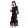 High End Wrinkle 2018 Summer Big Size Ladies' Pleated Lace Dress