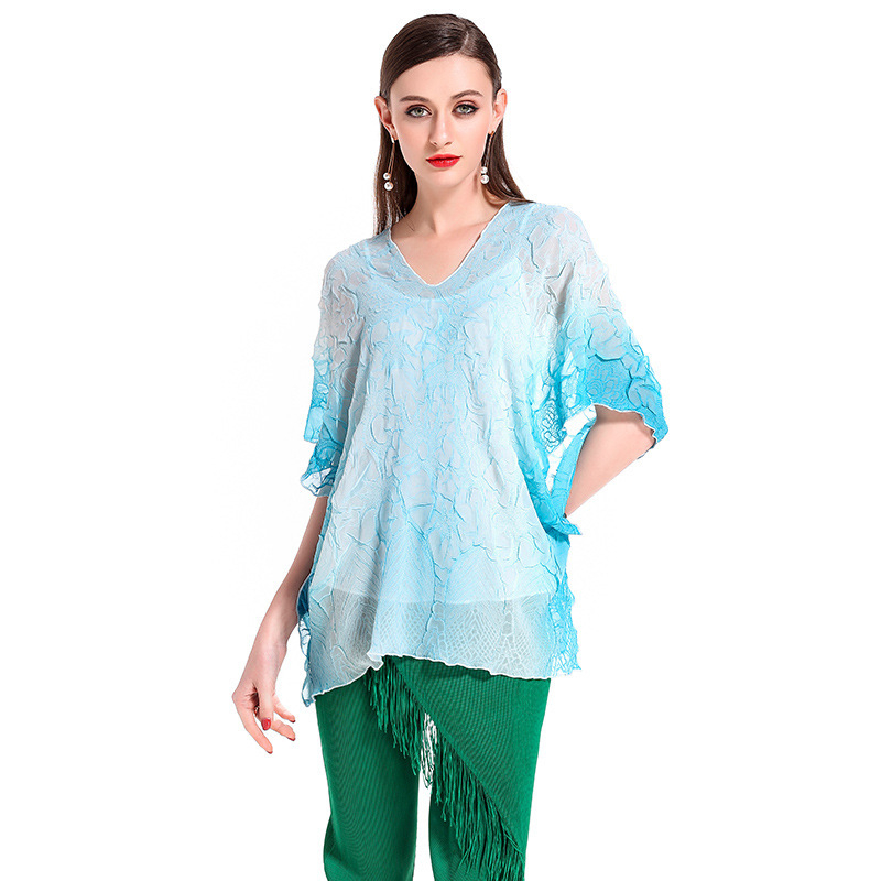 Women Pleat Chiffon Fashion Original Plus Size Summer Tops Girl Shirts