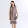 Lady Pleated Sleeveless Dress Digital Print Fashion Loose Big Size Dress