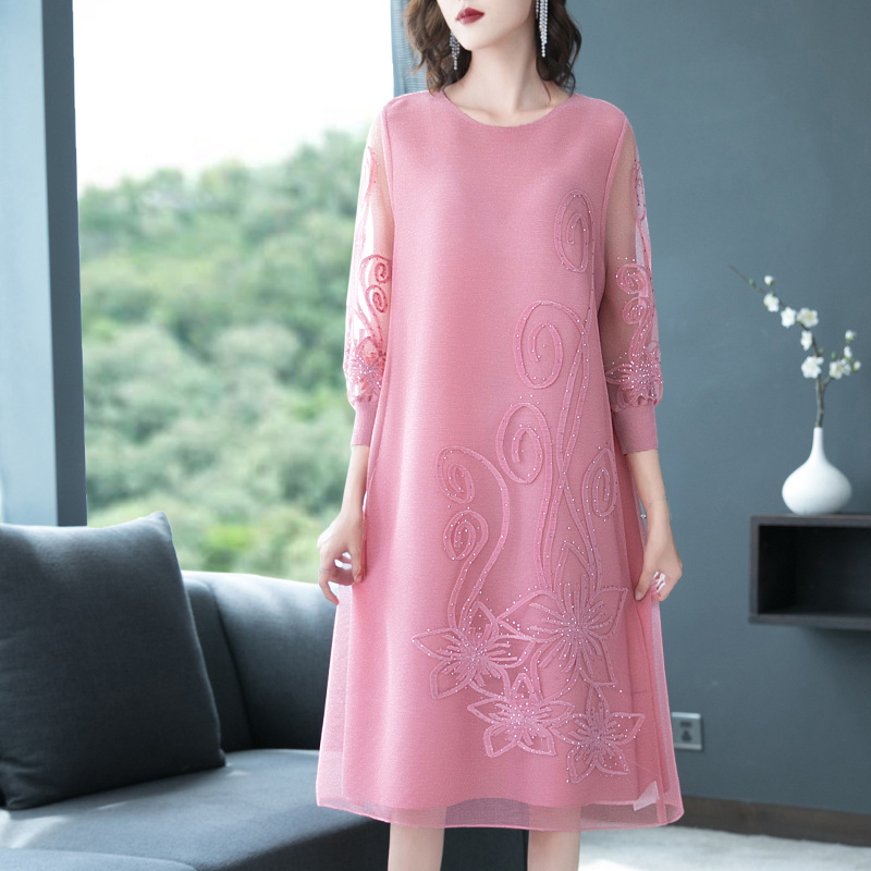 Spring Women Pleated Fashion New Tidal Dress Big Size Belly Cover Dress