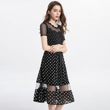 Fashion dot prints Pleated Women Summer Dress