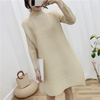 New Pleated Dress Autumn Winter Large Size High Collar Long Sleeves Loose Fashion New Women Dress