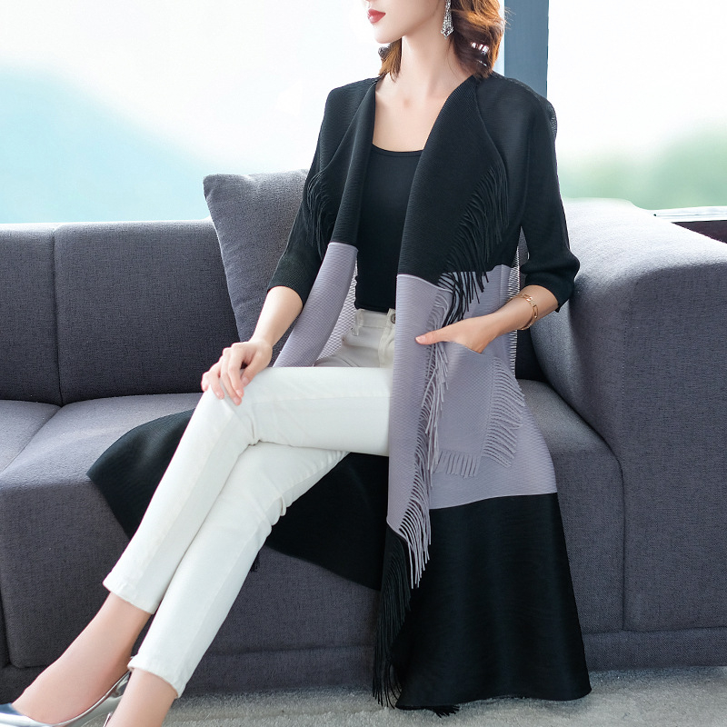 Autumn Women Pleated Fashion New Jacket Tassels Big Size Coats