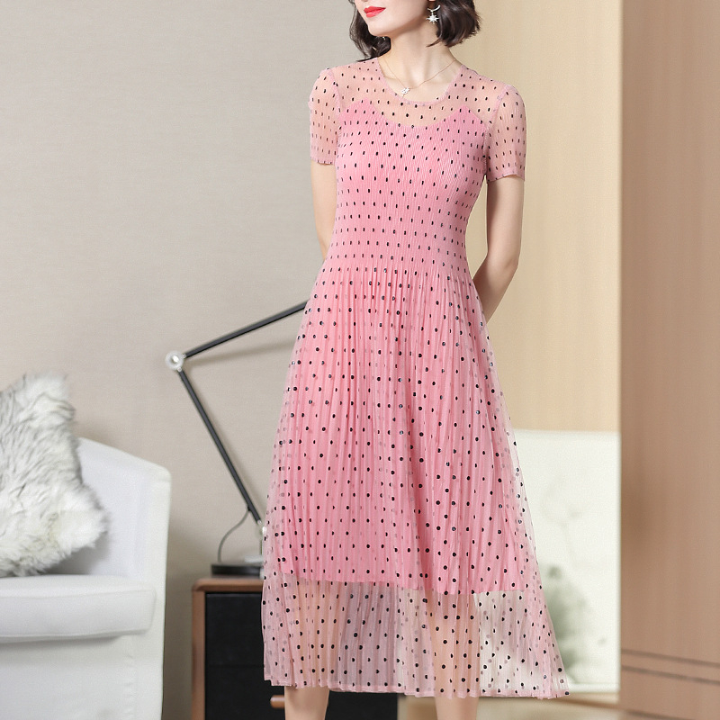 Printed Short Sleeve Dresses New Lace Lady Elegant Women Popular Summer Dresses