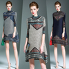 Spring New Style Print Casual Straight Geometric Pleats Dress