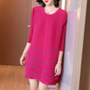 High-end Foreign Style Dress Spring 2021 New Women's Loose Fake Two-piece A-line Pleated Dress