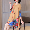 Mother's Loose Size Dress Spring 2021 New Women's High End Foreign Style Pleated Dress