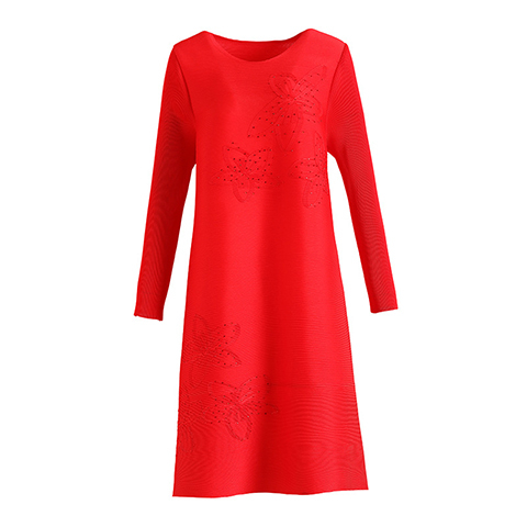 Mother Red Age Reducing Pleated Dress Spring 2021 New Women's Loose Plus Size Dress