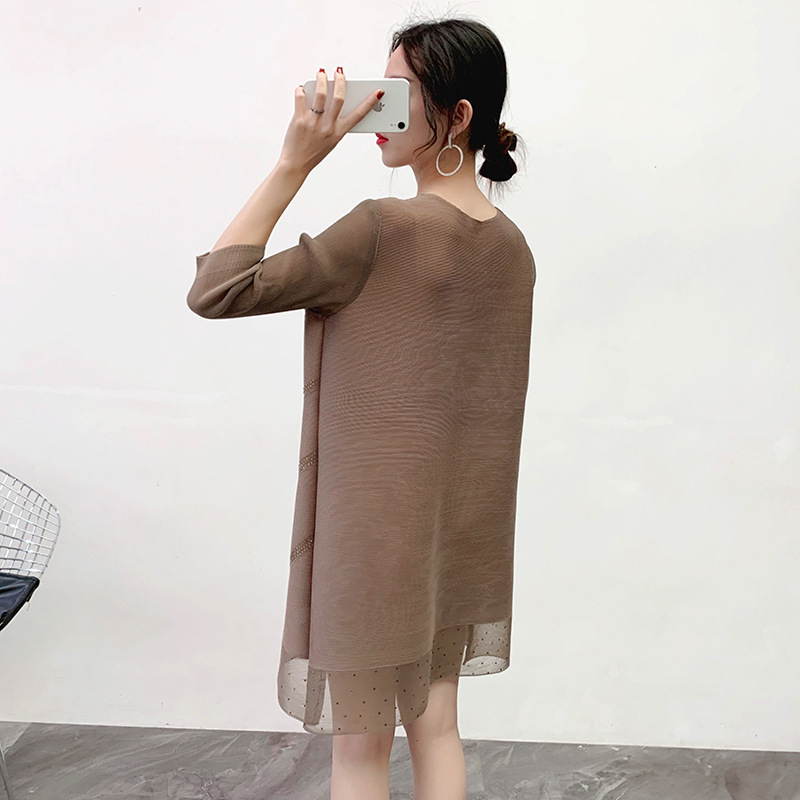 Dress Women's Pleated Dress New Loose Large Red Base Dress