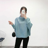 Pleated Lapel Bat Sleeve T-shirts Winter New Long Sleeve Pleated Bottoming Loose Women's Tops