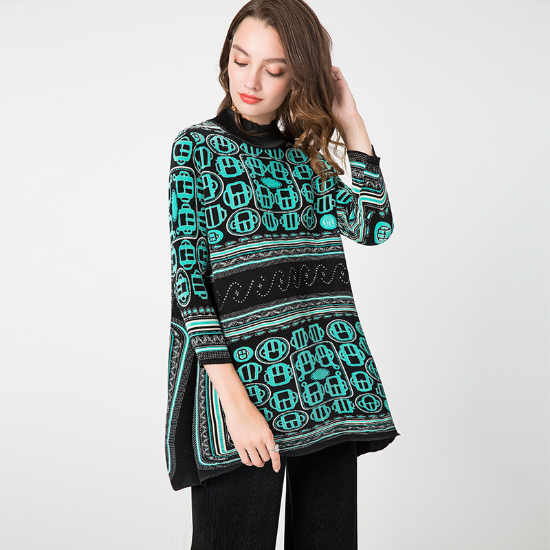 Autumn Women Pleated Fashion New Tidal Prints Tops Loose Shirts