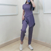 Fashion Casual Suit Women's 2020 Summer Pleated Round Neck Short Sleeve Top Straight Pants Two Piece Set