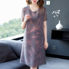 Summer Women Pleated Print Dress Dimands Elegant Casual Big Size Dress