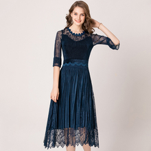Double Velvet Dress New Pleated Lady Boutique Fashion New Lace Dresses