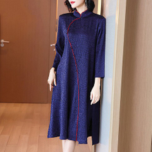 Middle-aged Mother Cheongsam Improved Dress Spring Dress 2021 New Women's Loose Pleated Dress
