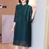 Pleated Mesh Nail Bead Large Size Dress Spring 2021 New Women's Loose A-line Pleated Dress