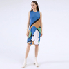Geometric Print Dress Summer 2021 New Femininity High End Round Neck Sleeveless Casual Pleated Dress