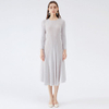 2021 Spring New Women's Korean Women's Solid Round Neck Dress French Temperament Slim Pleated Dress
