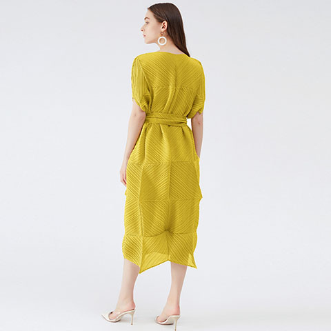 Korean Yellow Chiffon Dress Mid Length Fairy Skirt Summer Women's 2021 New Spring Dress