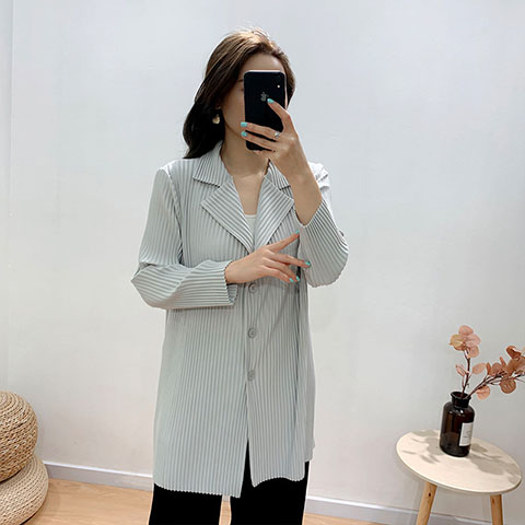 Pleated White Long Coat 2021 Summer New Commuter Loose Large Cardigan Slim Suit Windbreaker
