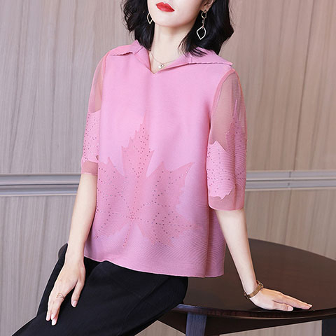 Pleated Spring Clothing 2021 New Women's Fashion Temperament Versatile Stripe Large Fat Mm Loose Top T-shir