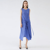 2021 Summer New Korean Irregular Split Solid Color Dress With Lace Up Waist To Show Thin Long Dress