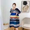 Pleated Print Dress 2021 Summer New Loose Large Split Pleated Dress