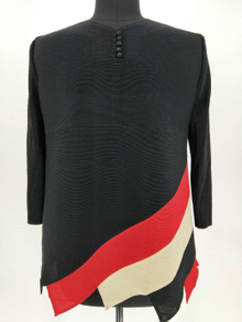 2018 Spring Factory Pleated Casual Tassel Long Striped Turtleneck Design Tops