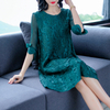 Women Fashion Embroidered Loose-sized Pleated Dress For Spring Wear
