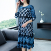 New Spring Pleated Dress Ladies'temperament Ink Printed Loose Large Size Dresses