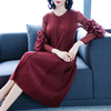Spring Women Pleated Fashion New Solid Color Lace Puff Sleeves Loose Long Sleeves Lady Dress