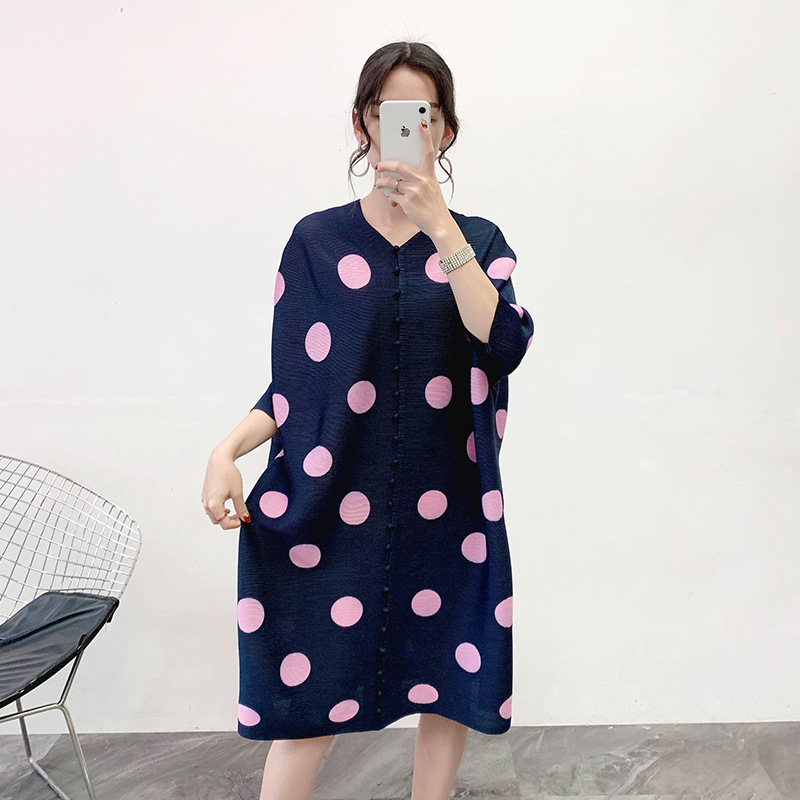 Women Jacket Pleated Polka Dot Coat Summer 2020 New Cardigan Style Plus Size Coat
