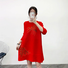 Women Dress 2020 New Spring Fashion New Large Red Pleated Dress