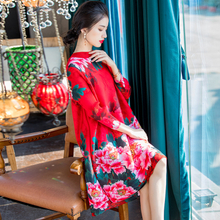 Pleated Oversized Ethnic Print Dress New Women's Fashion Dress In Spring 2020