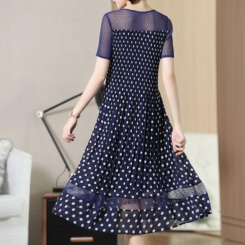 Pleated Point Printed Dresses Summer Women's Dresses New Large Splice Dresses