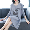 Pleats Large-size Spring Dress Women's Stitching Printing Loose Large-size A-shaped Dress