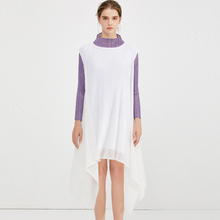 Spring 2020 New White Pleated Dress Round Neck Sleeveless Women's Loose Large Dress