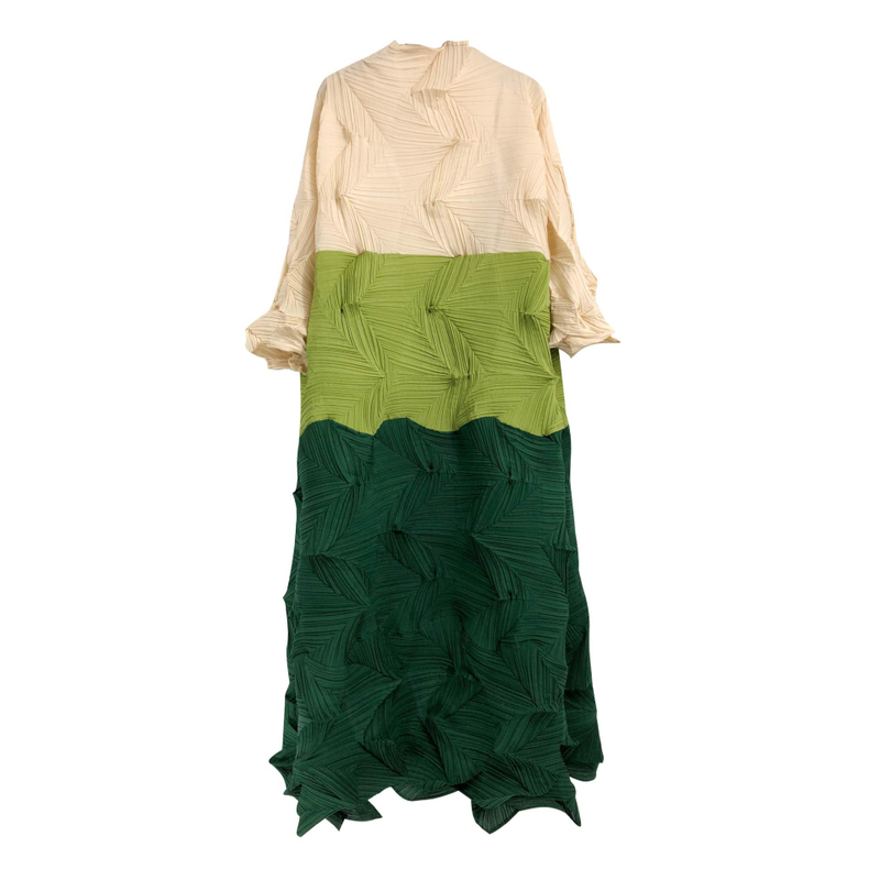 Spring Summer Women Diamond Pleated Dress New Color Contrast Straight Dress