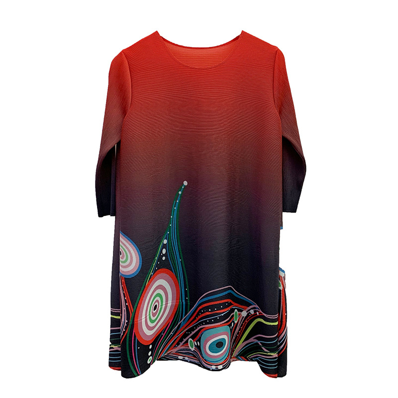 Pleated Early Spring 2020 New Style Large Print Pleated A-line Dress