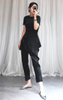 Women Wrinkle Suit Folded Pants Short Sleeves Round Neck Irregular Tops Pleated Two Pieces Clothing Sets