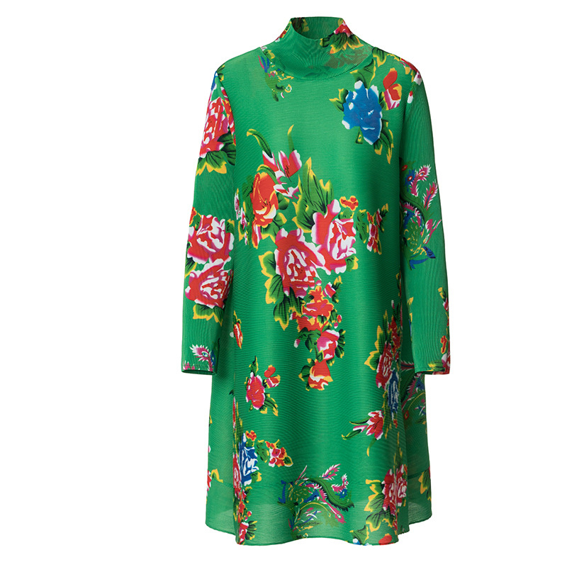 Printed Large Dress New Red Loose Pleated Chinese A-line Dress In Early Spring 2020
