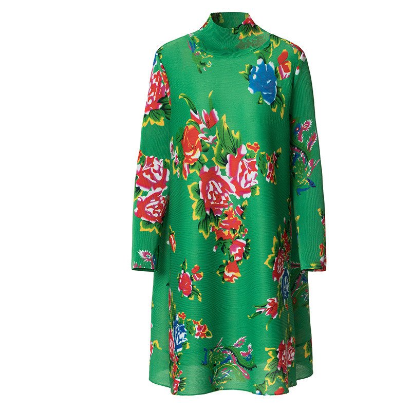 Printed Large Dress New Red Loose Pleated Chinese A-line Dress In Early Spring 2020
