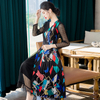 French Retro Print Pleated Dress 2020 Spring New Women's Large Pleated Dress