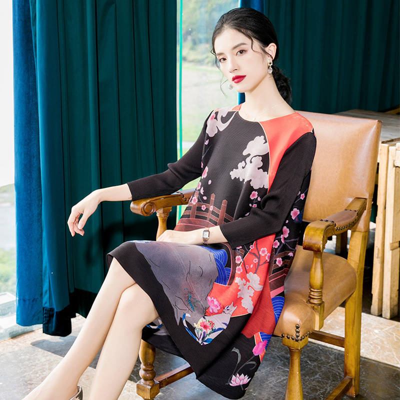 Oversized Belly Covering Dress 2020 Spring New Fashion Printed Loose Dress