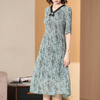 New Summer Women's Printed Short-sleeved Pleated Large-size Dresses